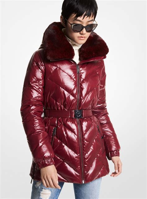 michael kors belted puffer jacket|Michael Kors puffer jackets men's.